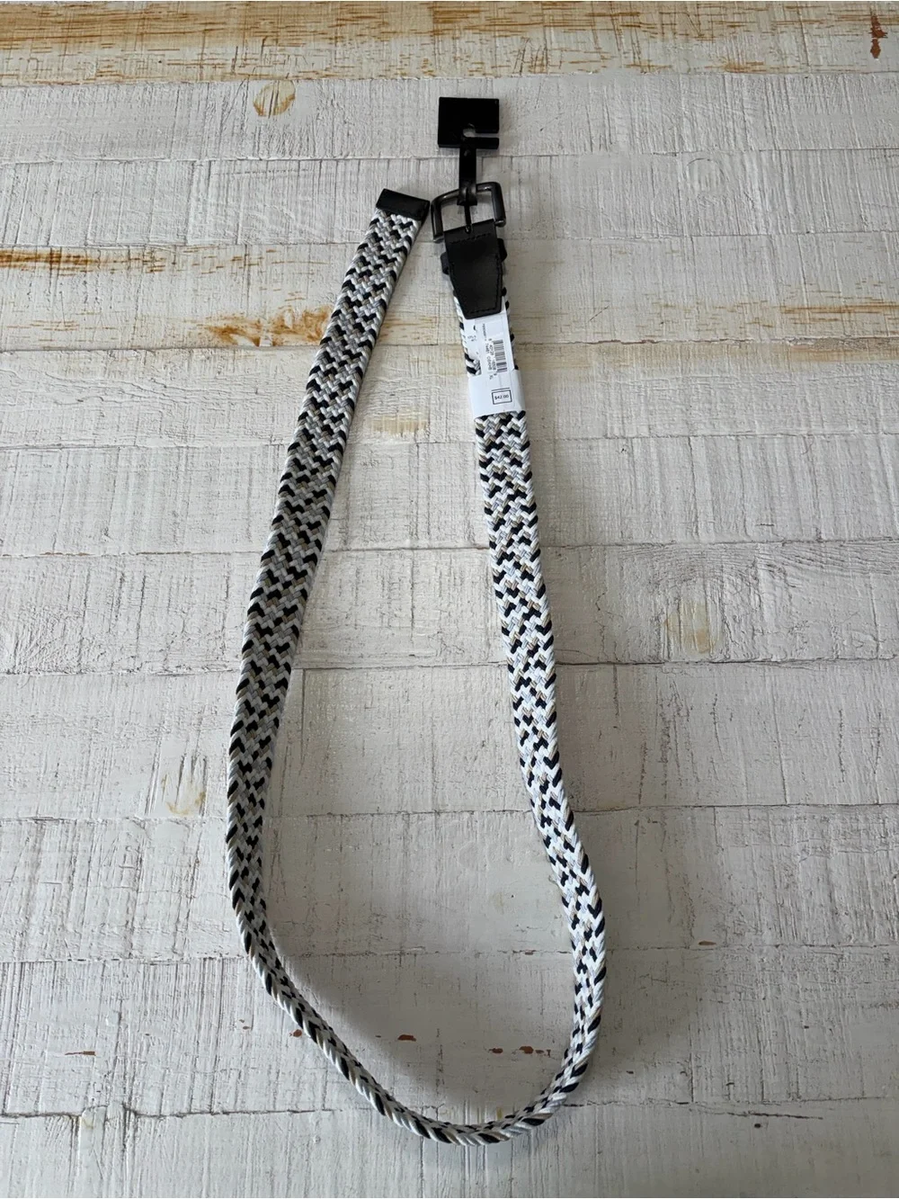 Nike Men's Woven Stretch Belt NWT size XL 42-44 Braided Nylon Khaki White Black